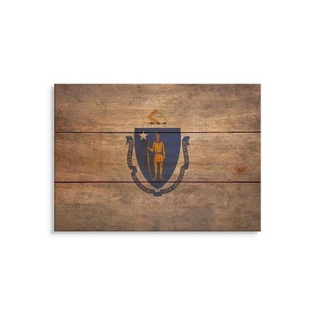 WILE E. WOOD Wile E. Wood FLMA-1511 15 x 11 in. Massachusetts State Flag Wood Art FLMA-1511